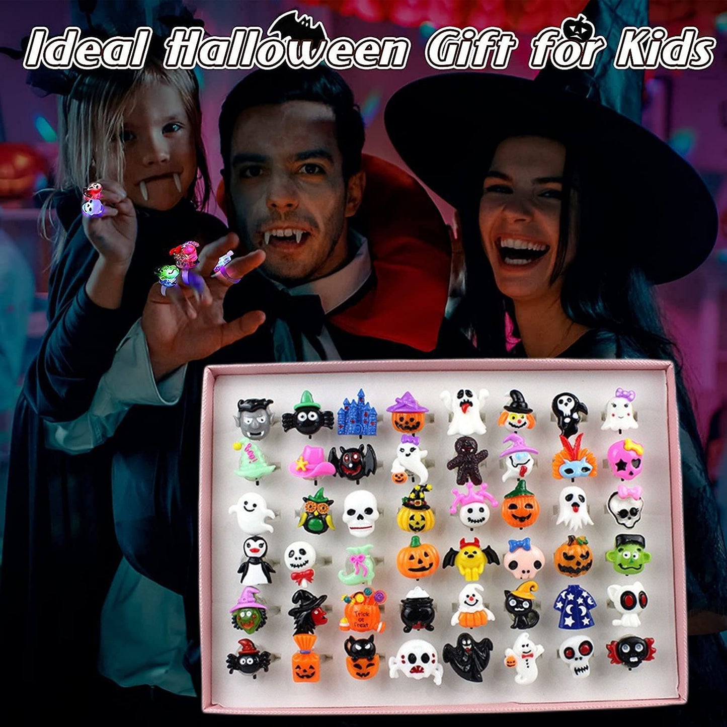 🎃 Halloween LED Lights Rings – Pumpkin & Skull Glow Toys