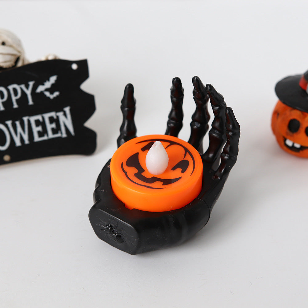 🎃3pcs Halloween LED Pumpkin/ Skull/ Eye Balls Lights with Glowing Spider Night Light - Glowing LED Candle Lights