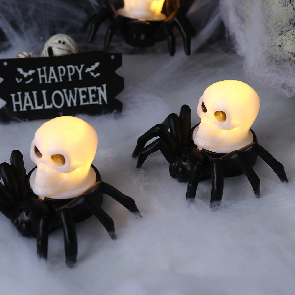 🎃3pcs Halloween LED Pumpkin/ Skull/ Eye Balls Lights with Glowing Spider Night Light - Glowing LED Candle Lights