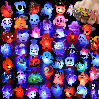 🎃 Halloween LED Lights Rings – Pumpkin & Skull Glow Toys