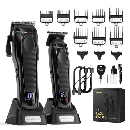 ⏰The Final Six Hours Sale: 50% OFF -[BARBER'S CHOICE] 20 in 1 Professional Hair Clippers Trimmer - High Torque Brushless Motor & DLC Coated -Detachable Blade- The Black Obsidian