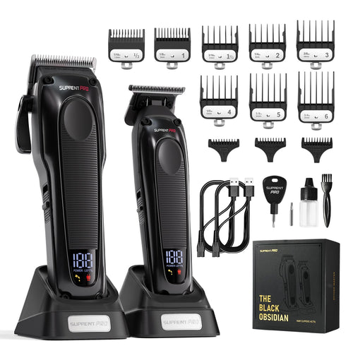 ⏰The Final Six Hours Sale: 50% OFF -[BARBER'S CHOICE] 20 in 1 Professional Hair Clippers Trimmer - High Torque Brushless Motor & DLC Coated -Detachable Blade- The Black Obsidian