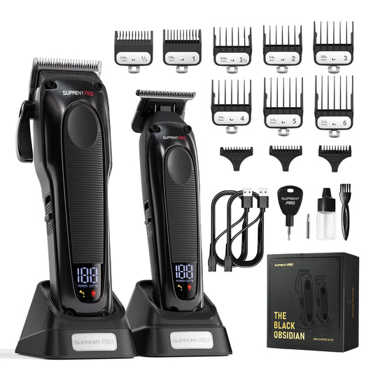 ⏰The Final Six Hours Sale: 50% OFF -[BARBER'S CHOICE] 20 in 1 Professional Hair Clippers Trimmer - High Torque Brushless Motor & DLC Coated -Detachable Blade- The Black Obsidian