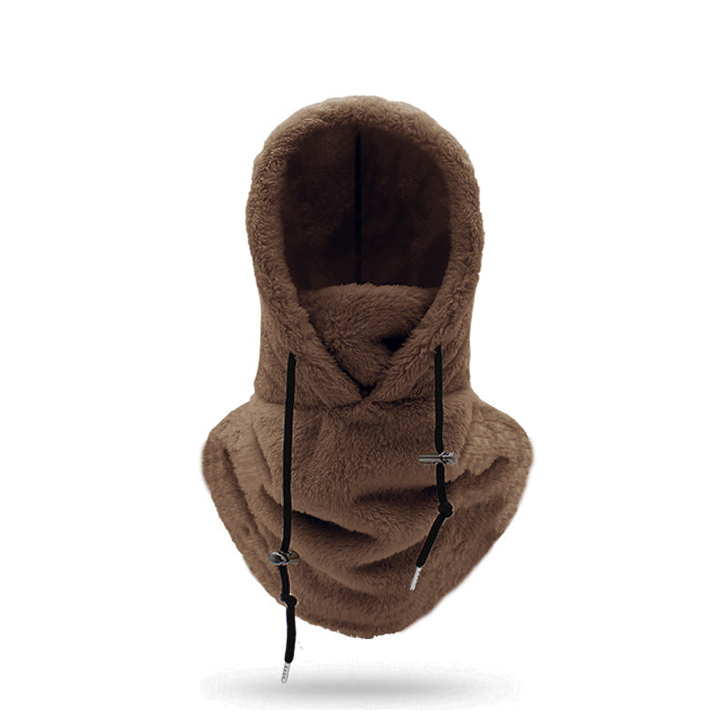 ⚡LAST DAY SALE 49% OFF🎁Sherpa Hood Ski Mask, Drawstring Face Cover Coldproof Warm Cap Hat