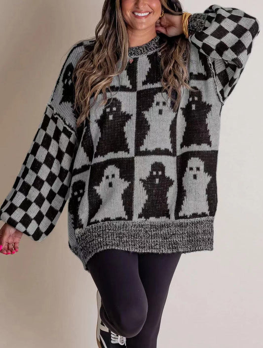 🎃SPOOKY SEASON - 2025 Halloween Checkered Sweater