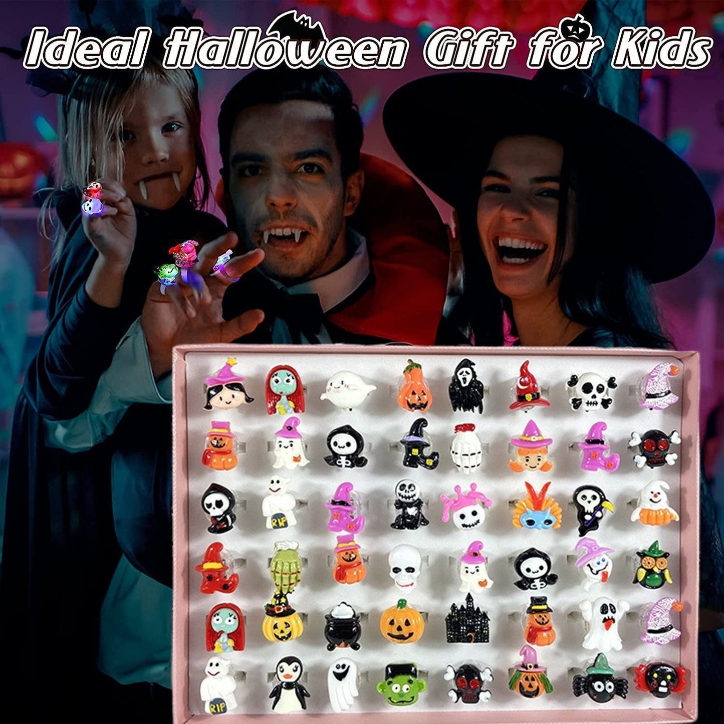🎃 Halloween LED Lights Rings – Pumpkin & Skull Glow Toys