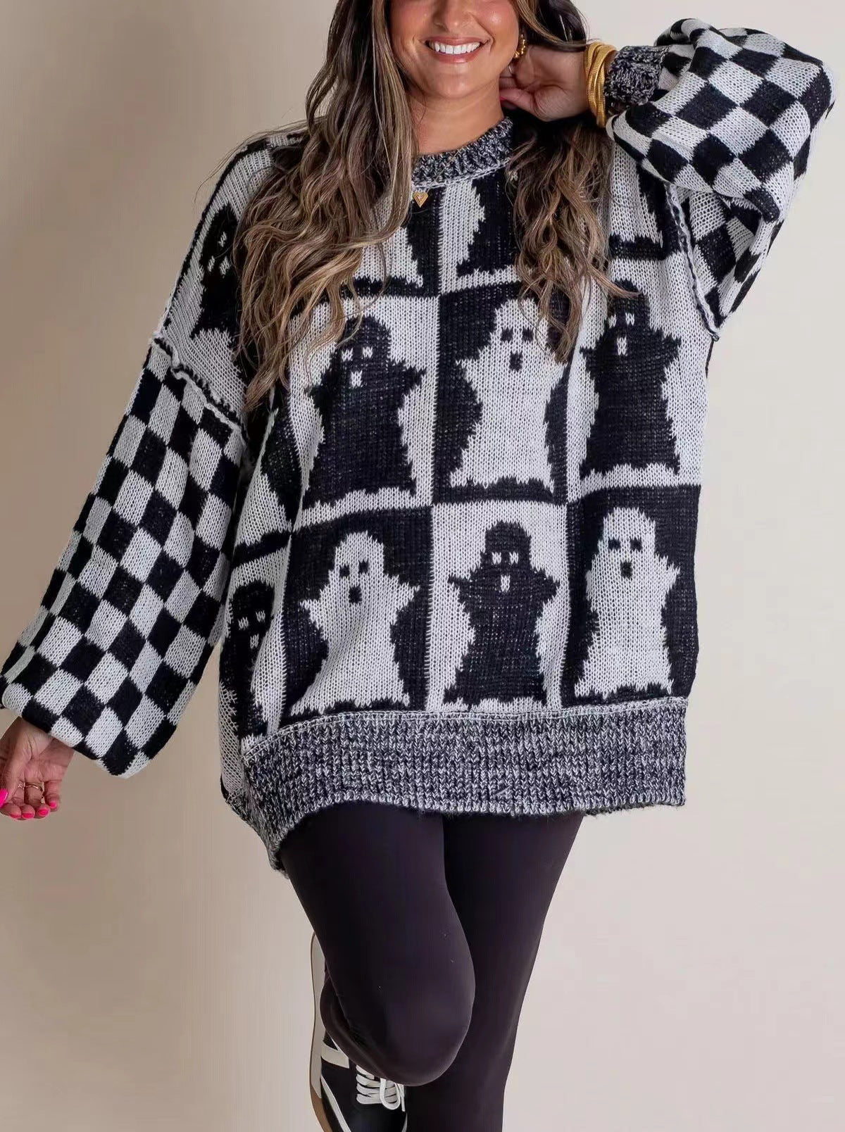 🎃SPOOKY SEASON - 2025 Halloween Checkered Sweater